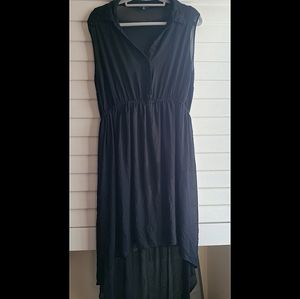 Hi Lo Chiffon babydoll button front collar dress